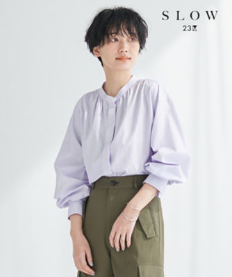 ＳＬＯＷ】Ｓｏｆｔ Ｗａｓｈ Ｓｈｉｒｔｉｎｇ ギャザー ブラウス