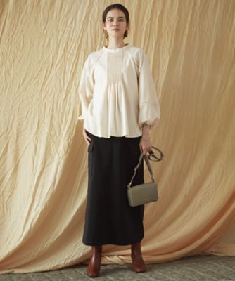 SLOW／一部店舗限定】ウォッシュドコットンストレッチ ブラウス 