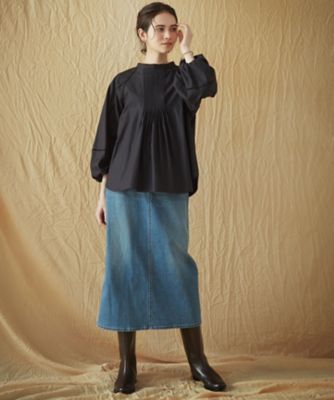 SLOW／一部店舗限定】ウォッシュドコットンストレッチ ブラウス 