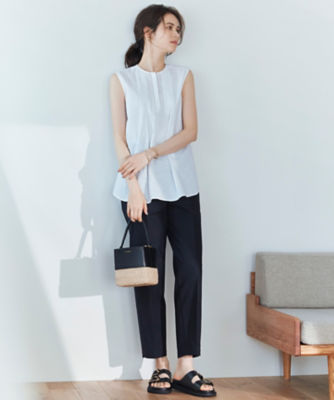 SLOW／洗える】リネンコットン ノースリーブブラウス