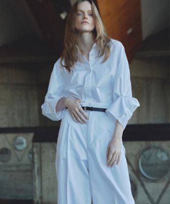 ＜uncrave (Women)＞コットンクロスプレーン　ＢＩＧシャツ（ＢＬＵＶＬＳ０２０１）