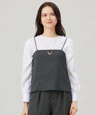 ＜自由区 S (Women/小さいサイズ)＞【セットアップ対応・接触冷感・洗える】リネンライクシンセティックキャミ　ビスチェ（ＢＬＷ７ＧＭ０３０２）