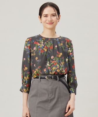 ＜自由区 S (Women/小さいサイズ)＞【洗える】フラワーガーデンプリント　ブラウス（ＢＬＷ７ＧＭ０３０６）