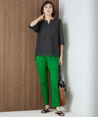 洗える】ジオメトリックフラワーレースプルオーバー ブラウス