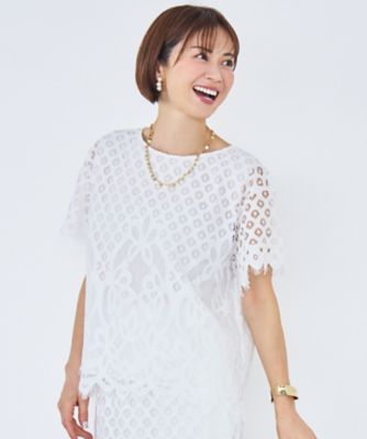 ＜自由区 S (Women/小さいサイズ)＞【セットアップ対応】パネルレース　ブラウス（ＢＬＷ７ＬＭ０４０７）