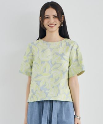 ＜自由区 S (Women/小さいサイズ)＞リーフモチーフカットジャカード　ブラウス（ＢＬＷ７ＬＭ０５２２）