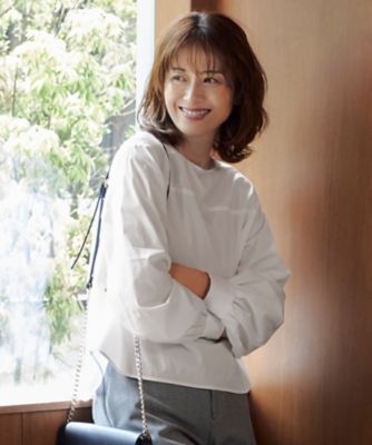 ＜自由区 (Women)＞【洗える】ＳＯＭＥＬＯＳクロップド丈　ブラウス（ＢＬＷＭＣＷ０３０７）