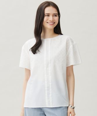 ＜自由区 (Women)＞エンブロイダリーローン　Ｔブラウス（ＢＬＷＭＧＡ０００４）