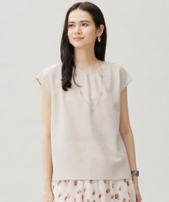 ＜自由区 (Women)＞【洗える】ラスティックメッシュバックボウタイ　ブラウス（ＢＬＷＭＧＡ０１０４）