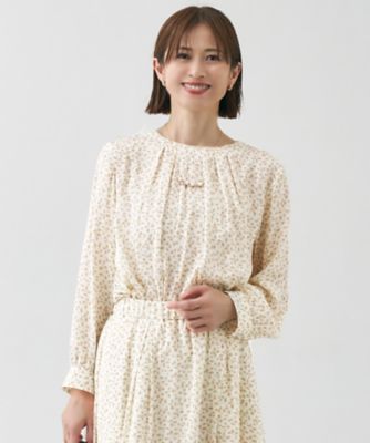 ＜自由区 (Women)＞【カタログ掲載・セットアップ対応・洗える】ジオメトリックフラワードットプリント　ブラウス（ＢＬＷＭＧＭ０２０９）