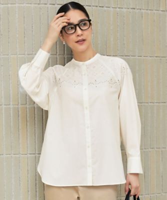 ＜自由区 (Women)＞【洗える】エンブロイダリーブロードシャツ　ブラウス（ＢＬＷＭＧＭ０４０７）