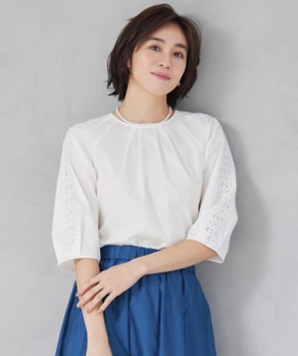 ＜自由区 (Women)＞【洗える】エンブロイダリーブロードプルオーバー　ブラウス（ＢＬＷＭＧＭ０４０８）
