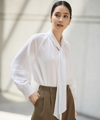 ＜自由区 (Women)＞【カタログ掲載】ソフトスパンビエラボウタイ　ブラウス（ＢＬＷＭＧＷ０４１７）