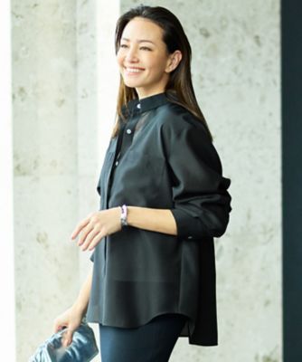 ＜自由区 (Women)＞【カタログ掲載・羽織りとしても】シャイニーオーガンジーシアー　シャツ（ＢＬＷＭＬＭ０４０８）