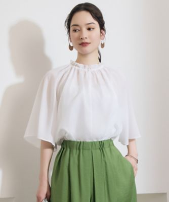 ＜自由区 (Women)＞【ご好評素材・新型追加】再生繊維（セルロース）ポプリンフリル　ブラウス（ＢＬＷＭＬＭ０５１６）