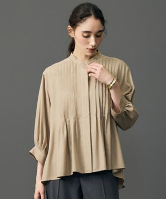 BEIGE ブラウス　新品 カタログ掲載・セットアップ対応】ソフトツイルクロスバンドカラー