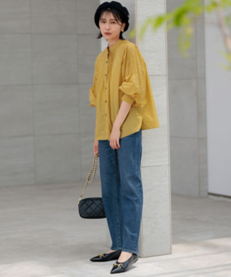 新品✨UNCRAVE ナイロン ボリュームスリーブブラウス 接触冷感　uvカット 吸水速乾・接触冷感・洗濯機洗い可】シアーボイル ボリューム