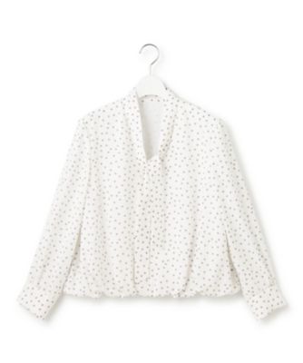 未使用 23区 2024SS 洗える バックサテンアムンゼンタイプリントブラウス セール】 【洗える】バックサテンアムンゼン タイプリント