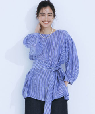 洗える】LIBECO ベルト付き ブラウス（BLWOCM0511