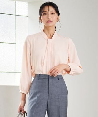 洗える】バックサテンアムンゼン ボウタイ付き ブラウス