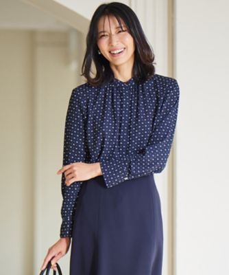 natural couture｜ドット型ボウタイ衿ブラウス | Rakuten