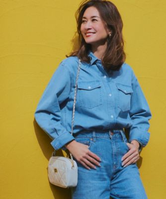 ＜三越伊勢丹/公式＞ 23区 (Women)/ニジュウサンク 23区DENIM ライトダンガリー シャツ 071_ターコイズ トップス【三越伊勢丹/公式】画像