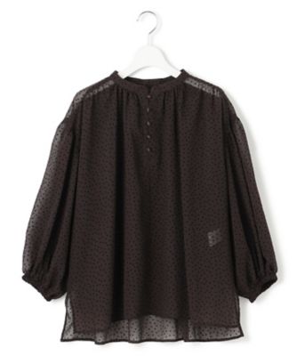 洗える】ドットフロッキー ボリュームスリーブ ブラウス