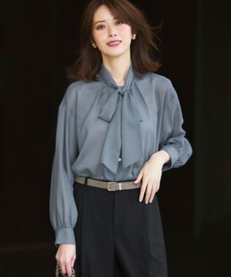 見上愛さん着用／洗える】シアービエラ ボウタイ ブラウス