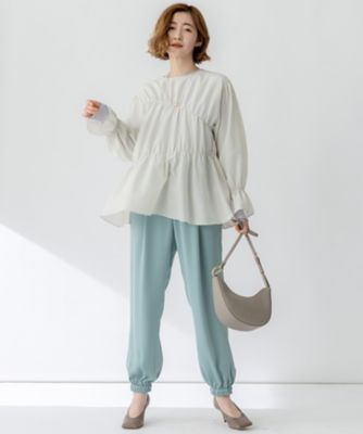 洗える】シアーコットンシルク シャーリング デザイン ブラウス