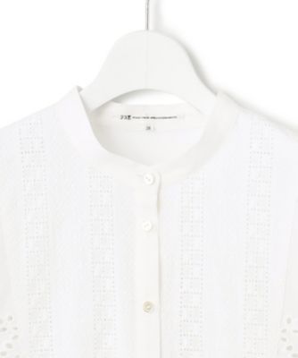 洗える】コットンエンブロイダリー クロップド ブラウス