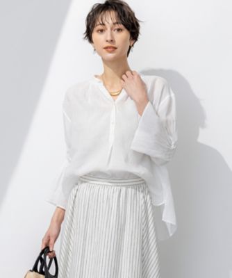 ＜23区 (Women)＞【洗える】ＬＩＢＥＣＯ　タックスリーブ　シャツ（ＢＬＷＯＧＭ０５１１）
