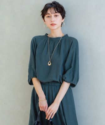 洗える】LIBECOリネン ボリュームスリーブ ブラウス