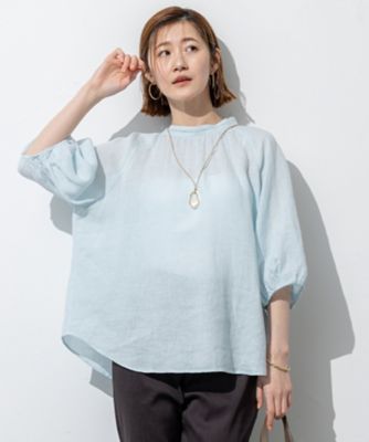 洗える】LIBECOリネン ボリュームスリーブ ブラウス