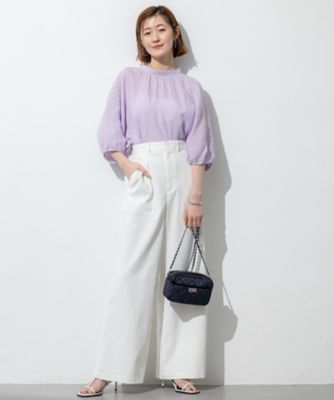 洗える】LIBECOリネン ボリュームスリーブ ブラウス