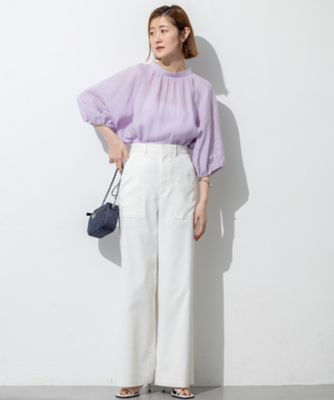 洗える】LIBECOリネン ボリュームスリーブ ブラウス