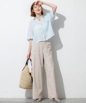 今期】23区 LIBECO クロップド シャツ 38 極美品 洗える】LIBECO