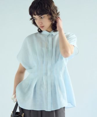【未使用】LIBECOリネン タック デザイン シャツ 洗える】LIBECOリネン タック デザイン シャツ / 23区