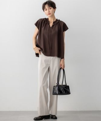 定価5万 18ss ドゥロワー ノーカラー ギャザー フリル ブラウス フリル カラー ギャザー ブラウス