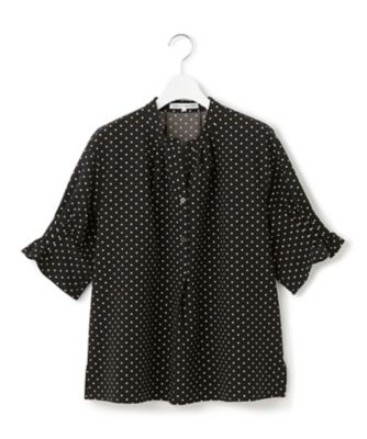 WEB＆一部店舗限定／洗える】ドットプリント サッカー ブラウス