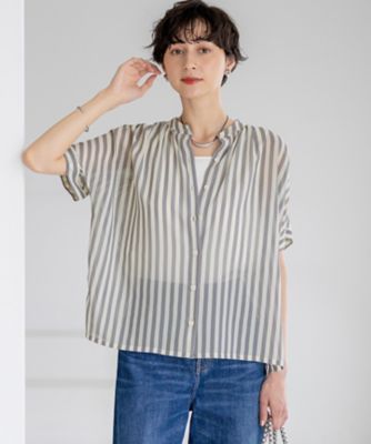 ＜23区 (Women)＞【ＷＥＢ＆一部店舗限定／洗える】ストライププリント　シフォン　ブラウス（ＢＬＷＯＧＭ６８２８）