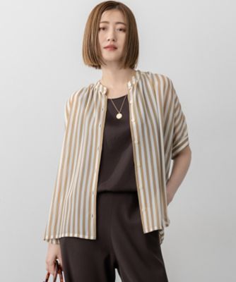 【ＷＥＢ＆一部店舗限定／洗える】ストライププリント　シフォン　ブラウス（ＢＬＷＯＧＭ６８２８）