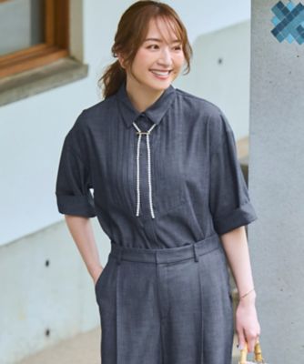 美品✨フォクシー Bellflower Sleeve ブラウス 2020年 デニムライクキュプラミックス ブザムデザイン ブラウス