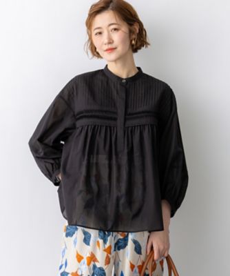 美品❤️】コットンハウスアヤ ピンタック ブラウス 黒 綿100% 日本製 