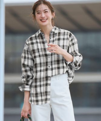 今季【見上愛さん着用】LIBECOリネン チェック シャツ 見上愛さん着用】LIBECOリネン チェック シャツ