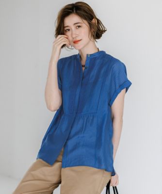 WEB＆一部店舗限定】レースピンタック フレンチスリーブ ブラウス