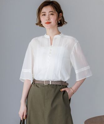 グレージュ　スカラップ  クロス  シャビー  レース WEB＆一部店舗限定】はしごレース シアー トップス