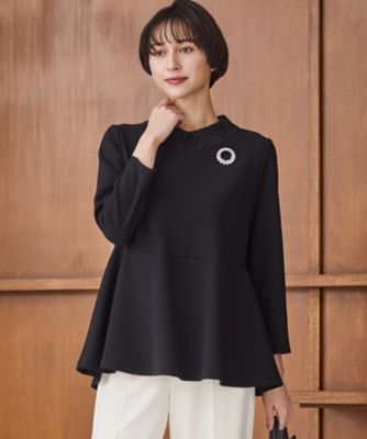 ＜23区 (Women)＞【セットアップ対応／洗える】トリアセダブルジョーゼット　２ＷＡＹレース襟　ペプラムブラウス（ＢＬＷＯＬＳ０００２）