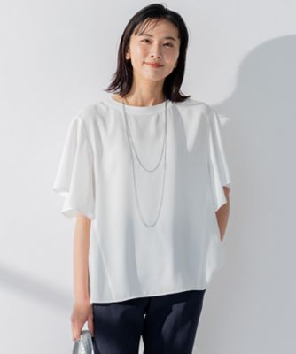 ＜23区 (Women)＞【洗える】バックサテンアムンゼン　ネックステッチ　ブラウス（ＢＬＷＯＳＭ０４１５）