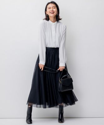 23区★【洗える】バックサテンアムンゼン ブラウス（ＢＬＷＷＳＷ０４０３） 洗える】バックサテンアムンゼン ブラウス