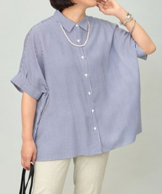 ＜自由区 L (Women/大きいサイズ)＞【接触冷感・ＵＶケア・抗菌防臭・洗える】再生繊維（セルロース）ポプリン　ブラウス（ＢＬＷＲＣＡ００１１）